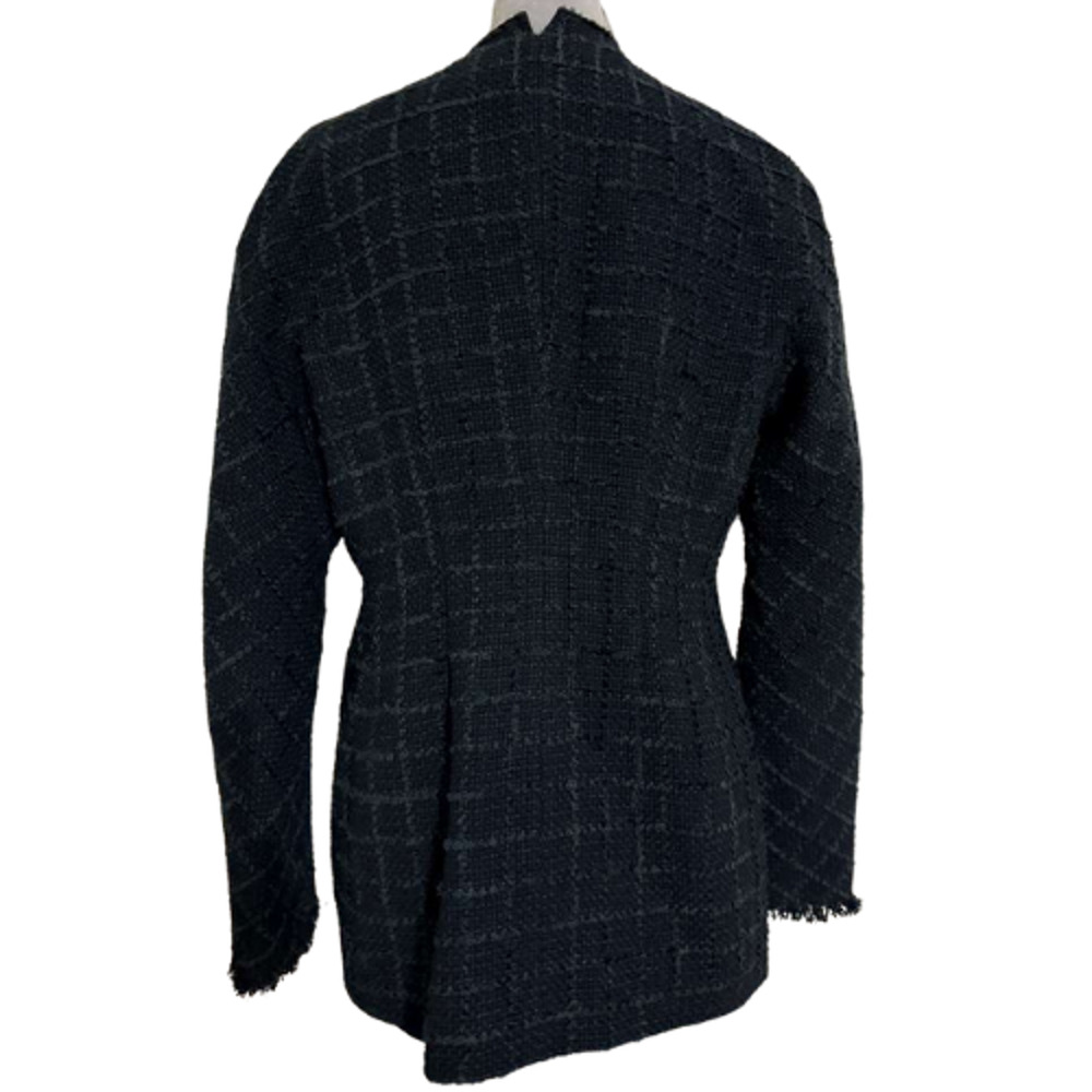 Tory Burch Slim Tweed Jacket Black Gold Logo Button Size 12 New With Tags - Picture 13 of 13